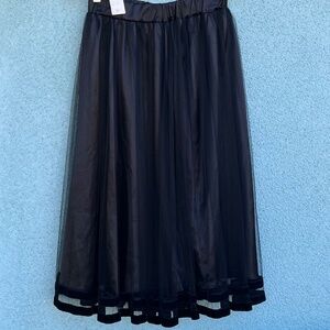 Dressy Black Skirt Has With Sheer Overlay  Size Small NWT